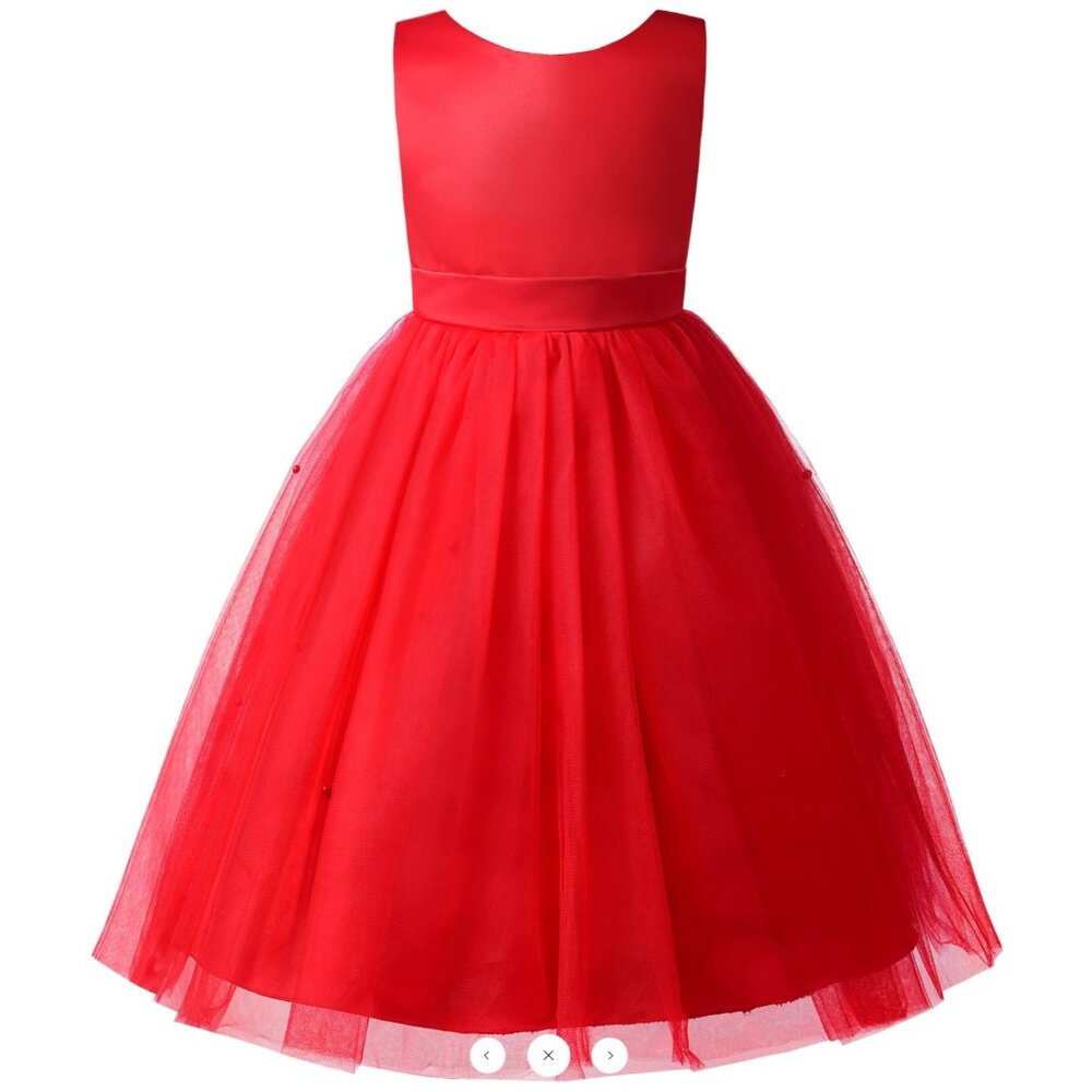 Red Satin Ball Gown Christmas Dress with Bowknot Baby 18-24 Months/80